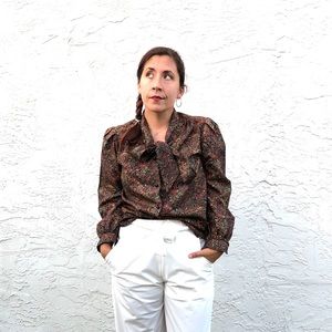Vintage Floral Paisley Print Blouse